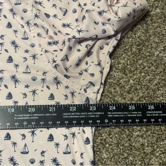 Straight Down Men’s Polo Large Palm Tree Sail Boat Print Pink - Picture 10 of 12
